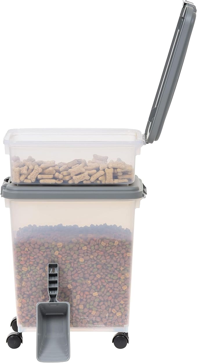 Amazon Basics 3-Piece Airtight Pet Food Storage Container Combo with Scoop, BPA Free, Removable Wheels, 33 QT + 12 QT - Image 12