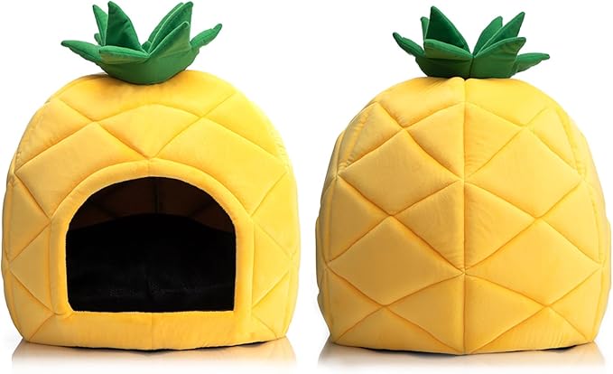 Hollypet Cat Bed Cave for Indoor Cats for Pets up to 15 lbs, Pineapple | Warm Cat Bed Cats Cave Condo, Covered Kitty House with Removable Washable Cushion, Cozy Enclosed Pet Bed for Small Dogs - Image 2