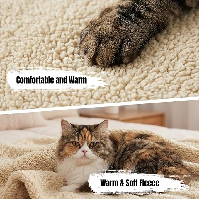 Waterproof Dog Blanket Reversible Pet Bed Cover Puppy Fluffy Cream Blankets Leakproof Sofa Couch Cover Cat Pet Blanket for Warm Washable-M - Image 5