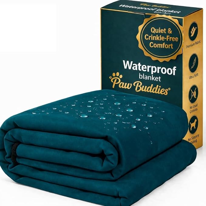 Paw Buddies Premium Waterproof Blanket 80"x90" Velvet-Feel Reversible Throw – Leakproof, Machine Washable Bed & Sofa King Size Protector for Couples, Pets & Travel + Bonus Small Blanket by PAwBuddies