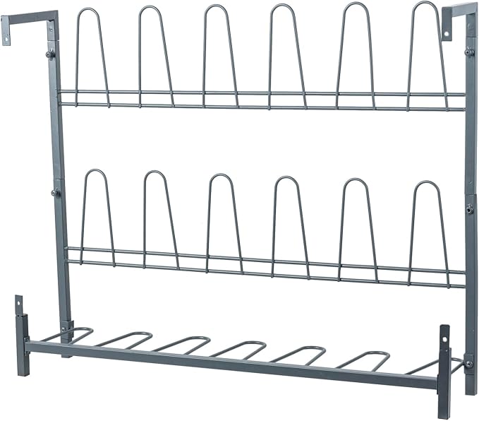 MyGift Premium Urban Gray Metal Hanging Shoe Rack for Walk in Closet, Mudroom and Entryway, Wall Mounted Space Saving Organizer for Shoes and Boots, Holds 9 Pairs - Image 6