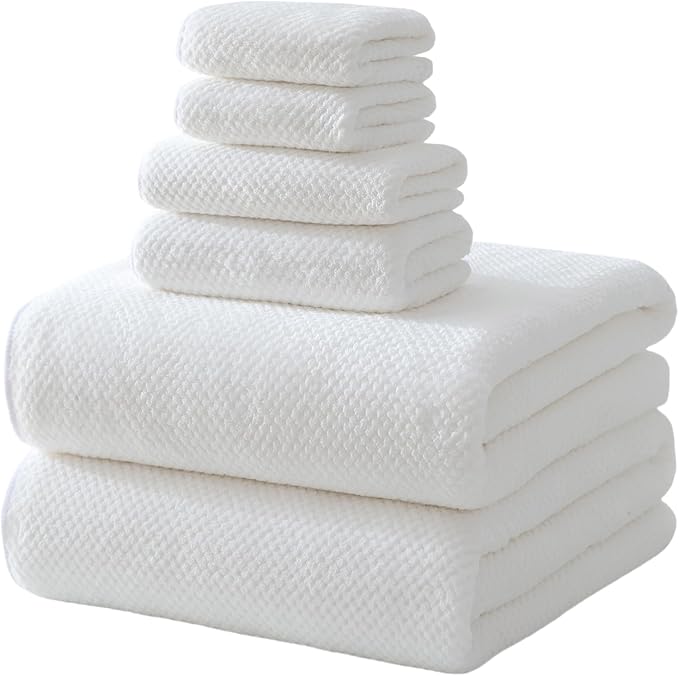 40x80 Inches Bath Sheets Towels for Adults Oversized Bath Towels Extra Large Luxury Super Soft Absorbent Quick Dry Microfiber (White,6PCS) by Akzpe