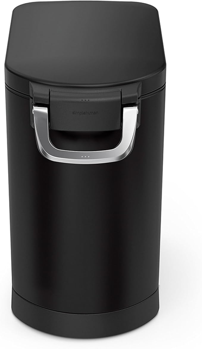 simplehuman 25 Liter, 27 lb / 12.2 kg Medium Pet Food Storage Container for Dog Food, Cat Food, and Bird Feed, Alloy Steel, Matte Black - Image 2