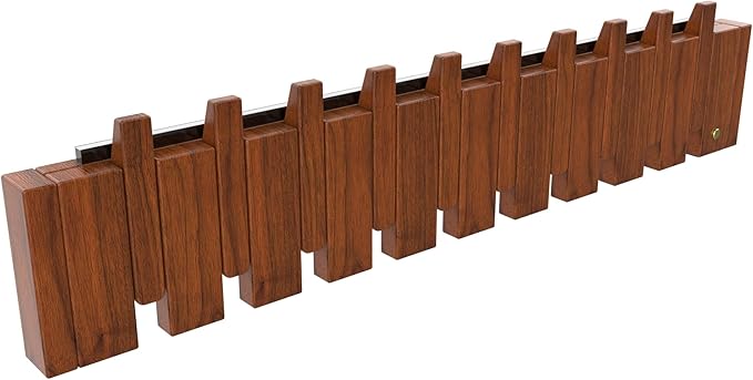 Wall Mounted Coat RackHooks Piano Key Hangers Natural Solid Wood Hanger Non-Woven Fabric Clothes Hangers for Closet, Kitchen, Bedroom, Bathroom, Entryway (Led Walnut, 10 Hooks) by MurphyBedKitMattresFrame