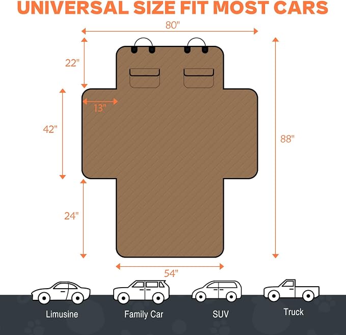 IVY&LANE SUV Cargo Liner for Dogs,Waterproof Trunk Cover Dog Car Seat Mat for SUVs Sedans Vans with Bumper Flap Protector,Non-Slip,Large Size Universal Fit,Brown - Image 2