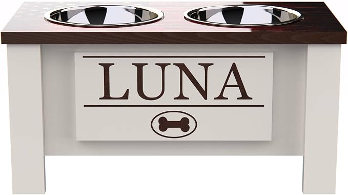 Elevated Dog Bowls, Personalized Raised Dog Bowl Stand for Medium Dogs | Farmhouse Style, Elevated Wood Stand, Storage Container, Stainless Steel Bowls, Raised Anti-Slip Feeder, Made in USA - Image 3
