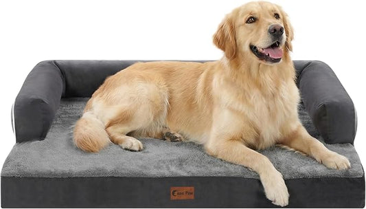 Waterproof Orthopedic Dog Bed for Large Dogs, 36x27in, Dark Grey | Orthopedic Foam Eases Joint Pressure, Bolsters Supports Head And Neck, Washable Pet Beds, Removable Cover, Non-Slip Bottom by CasaPaw