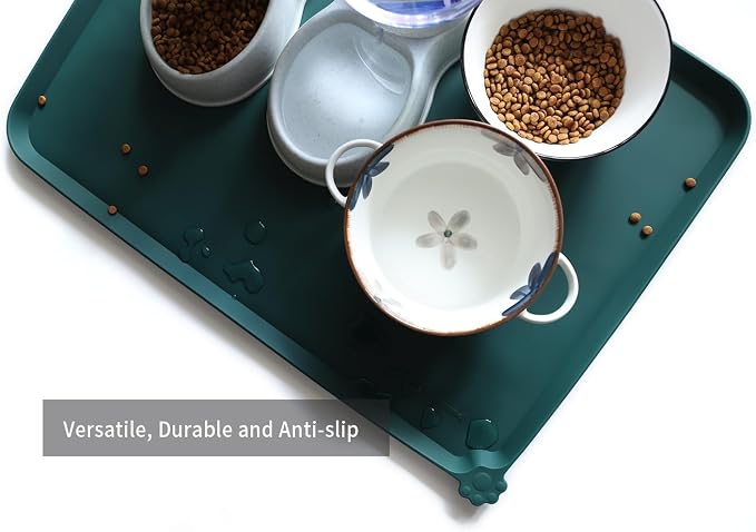 Hoki Found X-Large Silicone Non Slip Pet Food Mats - Tray for Dogs, Cats - Waterproof Feeding Mat - Dark Cedar - Image 4