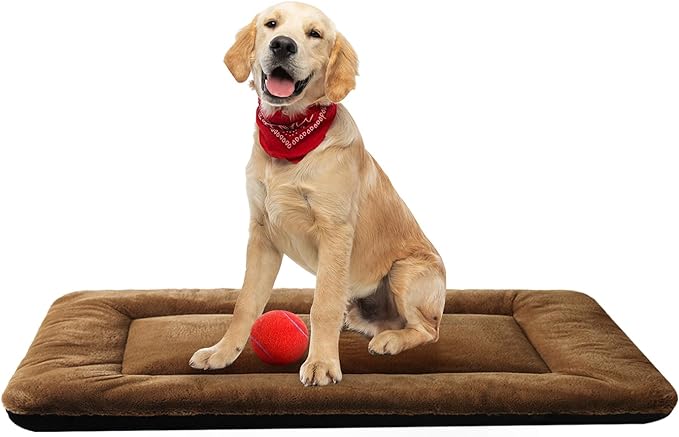 Dog Crate Pad Washable Dog Bed for Crate Medium Cozy Mat 36-Inch Brown | Ultra Soft Kennel Pad,Anti-Slip Bottom,Fits for Most Metal Crates,Comfortable Sleeping Pet Mat by VERZEY