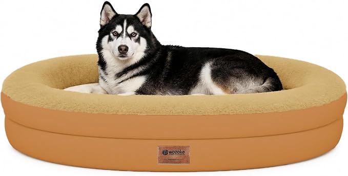 Waterproof Orthopedic Dog Bed for Extra Large Dogs, Orange | Supportive Crate Foam Relieves Joint Pressure, 360°Bolsters, Waterproof Inner,Washable Cover, Non-slip Bottom by Wozoke