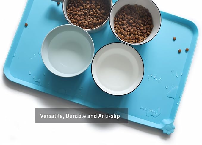 Hoki Found L Silicone Pet Food Mats - Non Slip Dog Cat Bowl Placemats - Waterproof Dog Cat Food Mats for Carpet - Arctic - Image 4