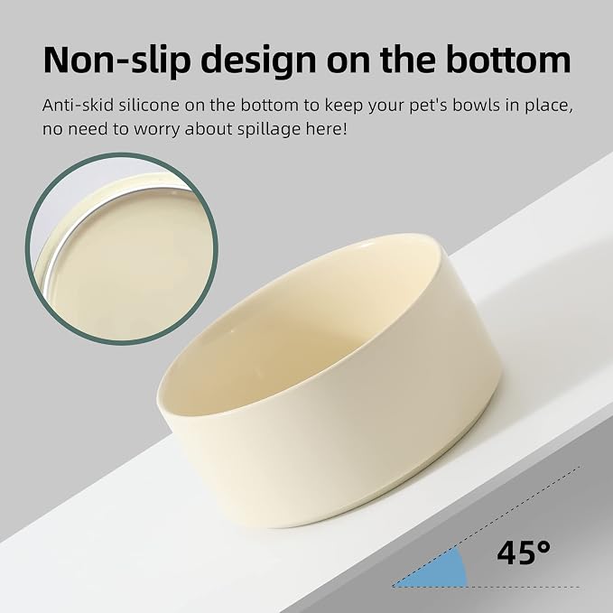 Havniva Elevated Dog Bowls Ceramic Dog Bowls with Stand, Dog Food Bowl | 7.3” Raised Dog Bowls with Non-Slip Wood Stand, Dog Food and Water Bowl Set, Double Dog Feeding Bowls for Medium Dogs - Image 3