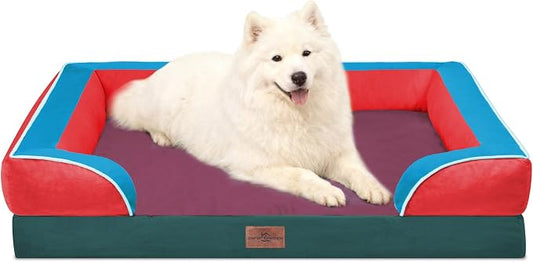 Comfort Expression Orthopedic Dog Beds for Large Sized Dog with Bolster | Waterproof Dog Couch Bed with Washable Cover & Non-Slip Bottom, Supportive Egg Crate Foam Large Pet Bed, 36x27 Inch by ComfortExpression