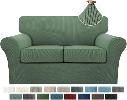 Turquoize 3 Piece Sofa Covers for 2 Cushion Couch Sofa Slipcover Soft Couch Cover for Dogs-Washable Sofa Furniture Covers with 2 Individual Cushion Covers, Jacquard Fabric (Loveseat, Loden Frost) by Turquoize