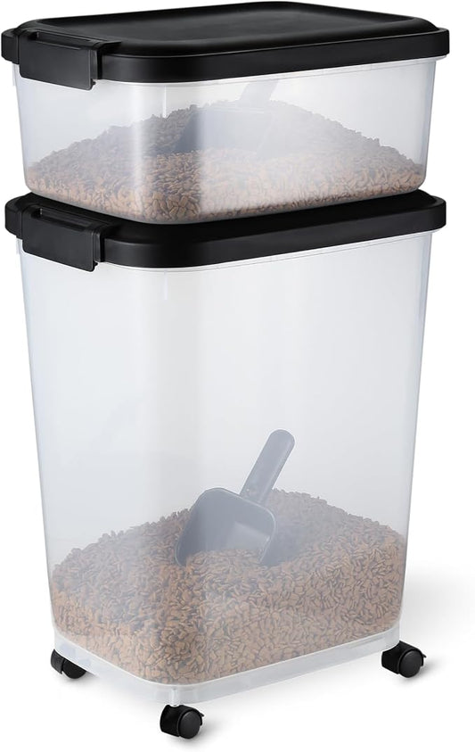 Amazon Basics Pet Food Storage Container Set, 30lbs and 10lbs with Scoop, for Dogs and Cats by AmazonBasics