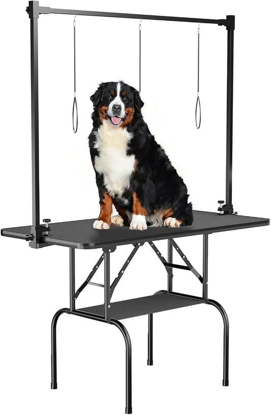46-Inch Dog Grooming Table for Large Dogs, Foldable Pet Grooming Table with Adjustable Arm, Noose & Mesh Tray, Non-Slip Waterproof Surface, Supports Up to 340 lbs by Unknown