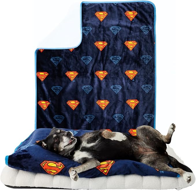Superman DC Comics Waterproof Dog Bed Cover, Large 50x60 Pet Blanket for Furniture Bed Couch Sofa, (Officially Licensed) by Franco by Franco
