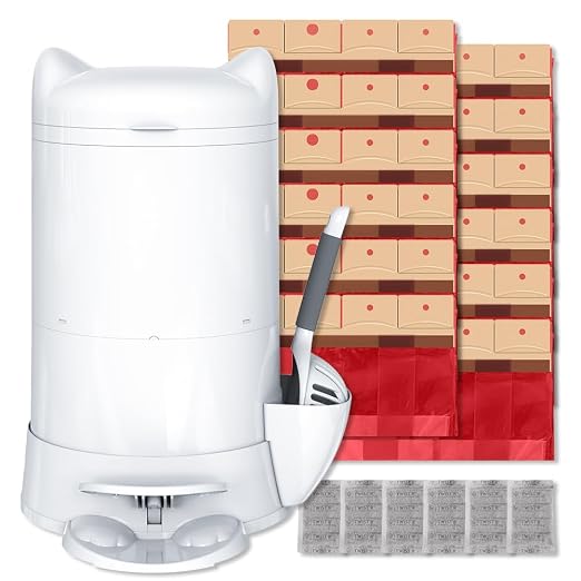 Red Rocket XL Cat Litter Trash Can Multi Kitty Twist’R Step Litter Disposal System Pack, 12x Refills Bags and 6X Charcoal Sachets, No Smell Litter Storage Container, Litter Disposal System by RedRocket