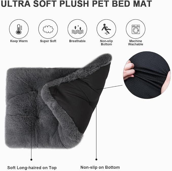Extra Large Dog Bed Crate Pad 42", Washable XL Plush Pet Mat Dark Grey | Machine Washable, Anti-Slip Bottom, Kennel Pad 41*27", Ultra Soft Cozy Sleeping, Easy to Care, 85 lbs - Image 5