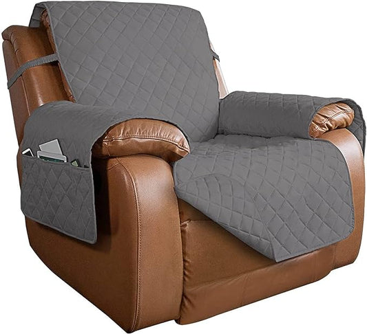 PureFit Reversible Recliner Chair Covers Couch Covers for Dogs, 28 in | Gray/Gray, Water Resistant Couch Protector, Washable Pet Couch Cover with Non Slip and Elastic Straps For Kids by PureFit