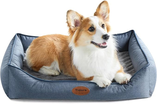 Tidore Orthopedic Dog Beds for Medium Dogs, Durable Egg Crate Foam Sofa Dog Bed wit Washable Removable Cover,Waterproof Lining,Pet Bed for Large Dogs (Denim Blue, 31.5" L x 25.2" W x 7" Th) by Tidore