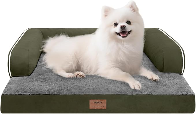 MEKIY Orthopedic Comfy Pet Sofa Dog Bed with Bolster for Small Dogs Cats | Pillow Support for Neck Relief, Egg Crate Foam, Skin-Friendly Surface, Waterproof Liner, Anti-Slip Bottom, 24 x 18 Inch by Mekiy