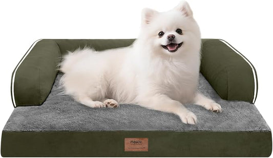 MEKIY Orthopedic Comfy Pet Sofa Dog Bed with Bolster for Small Dogs Cats | Pillow Support for Neck Relief, Egg Crate Foam, Skin-Friendly Surface, Waterproof Liner, Anti-Slip Bottom, 24 x 18 Inch by Mekiy