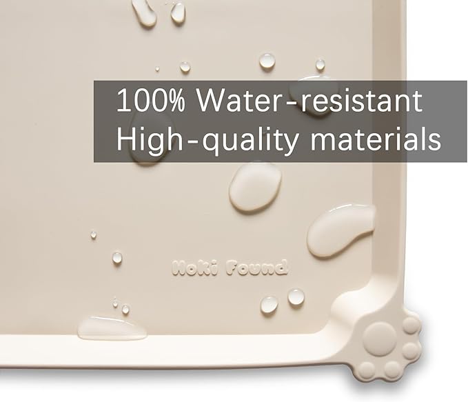 Hoki Found Silicone Pet Food Mat Tray - High-Lips Dog and Cat Bowl Mat - Waterproof Feeding Mat for Floors - Papayawhip - Image 3