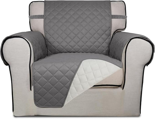 PureFit Reversible Chair Sofa Cover Dog Couch Covers for Sofa, 25.5 in | Gray/Ivory, Water Resistant Couch Protector, Washable Pet Couch Cover with Non Slip and Elastic Straps For Kids by PureFit