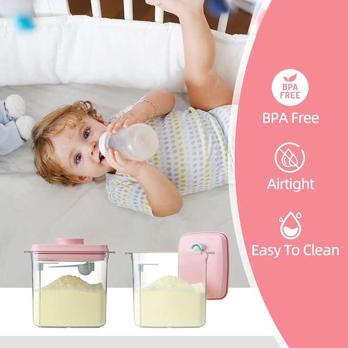 Ankou Formula Container - 1700ml Airtight Formula Dispenser One Button Handy Milk Powder Container BPA-Free Storage Containers with Scoop and Scraper Transparent 730g - Image 3