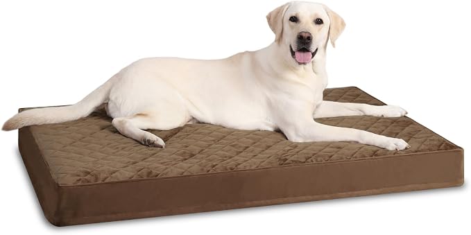 NUPIDA Orthopedic Dog Beds for Extra Large Dogs Waterproof with Removable Washable Cover and Non-Slip Bottom, Quilting Dog Mattress for Crate, 47x29 Inch, Brown by NUPIDAPet%E2%80%99sHome