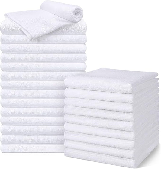 UNIMADE Salon Towels 24 Pack, Super Soft Microfiber Hand Towel | Highly Absorbent Hair-Drying Cloth for Gym, Bath, Spa Use and Home Beauty Care - White (16x29 inch) by Unimade