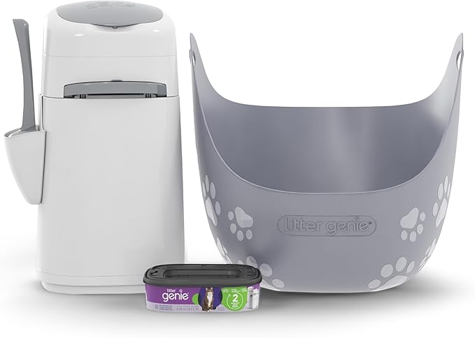 Litter Genie Litter Box and Style Pail Cat Litter Disposal Bundle with Starter Refill | Odor-Locking Scoop-to-Disposal Cat Litter Cleaning System by LitterGenie