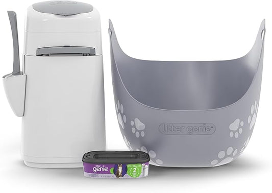 Litter Genie Litter Box and Style Pail Cat Litter Disposal Bundle with Starter Refill | Odor-Locking Scoop-to-Disposal Cat Litter Cleaning System by LitterGenie