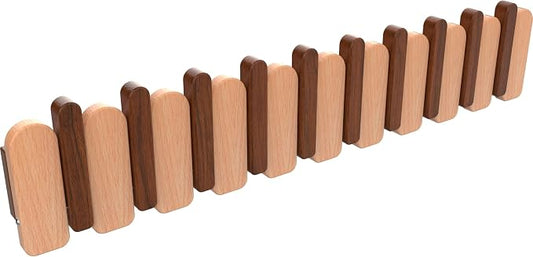Wall Mounted Coat RackHooks Piano Key Hangers Natural Solid Wood Hanger Non-Woven Fabric Clothes Hangers for Closet, Kitchen, Bedroom, Bathroom, Entryway (Moon Walnut-Beech, 10 Hooks) by MurphyBedKitMattresFrame