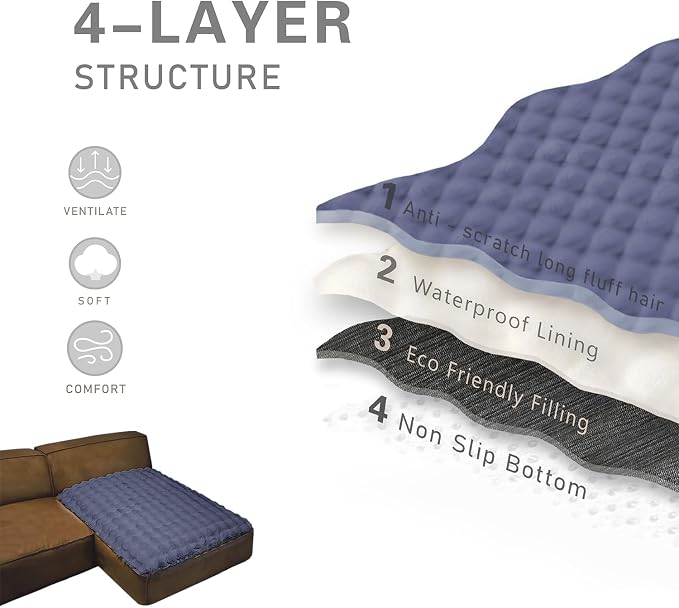 Dogs/Cats Bed Mats, Dog Pad Washable Removable Couch Cover with Anti-Slip Back, Plush Long Fur Mat, Perfect for Small, Medium and Large Dogs.(Noble Gray-Bubble, 40"x50") - Image 5