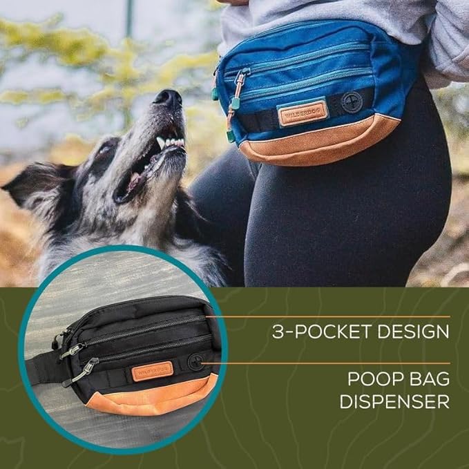 Wilderdog Utility Fanny Pack stores Treats, Balls, Keys in 3 Pockets with adjustable strap and Poop Bag dispenser (Black) - Image 7