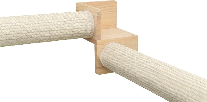 Trixie Cat Wall Furniture Set 5 - Cat Wall Corner Scratcher, Climbing Shelves - 2 Sisal Rope Scratching Posts - Elevated Shelf - Natural/White - Image 3