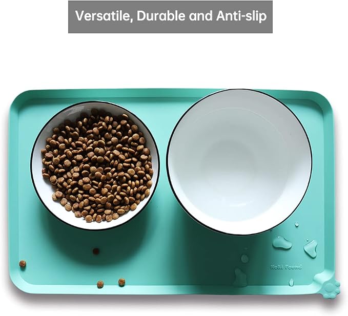 Hoki Found Silicone Pet Food Mats - Non Slip Cat & Dog Bowl Placemats - Waterproof Pet Feeding Mats - Cool Mint - Image 4