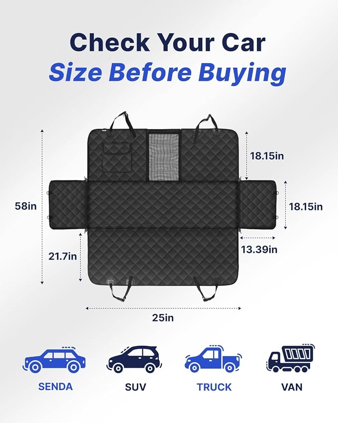 pettycare Dog Car Seat Cover for Back Seat, 600D Heavy Duty Waterproof & Scratch-Resistant for Car with Side Flap, Pet Back Seat Covers for Car with Seatbelt Black. - Image 2