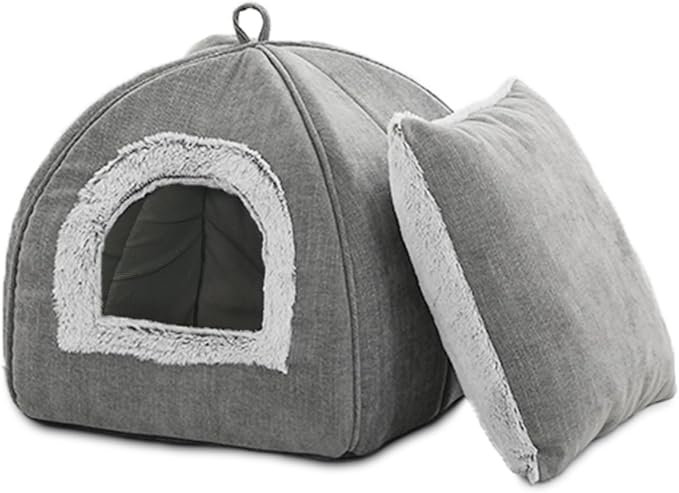 WINDRACING Cat Bed Cave-Cat Beds for Indoor Cats,Kittens and Large Pets,Foldable and Washable with Removable Cushioned and Anti Slip Bottom(Large,Grey) by WINDRACING
