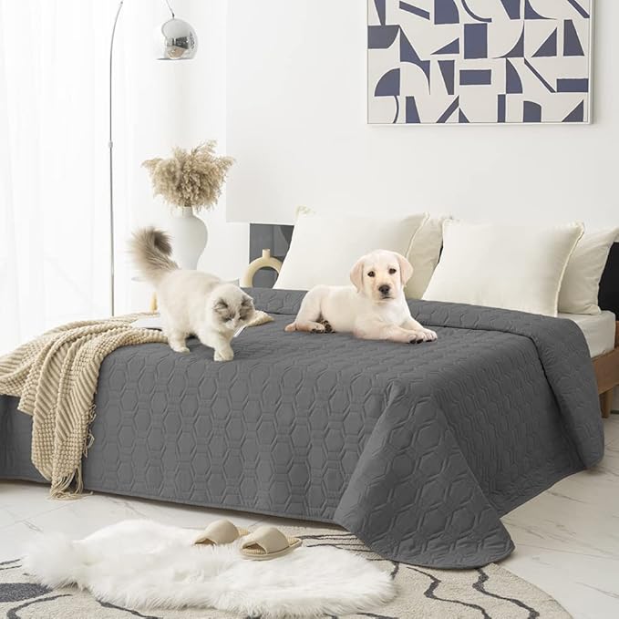 Tcksstex Waterproof and Anti-Slip Dog Bed Cover and Pet Blanket Sofa Pet Bed Mat ，car Incontinence Mattress Protectors Furniture Couch Cover for Most Cats Dogs, Pets（82x82- Dark Grey） by TcksstexFauxFurDogBedCover