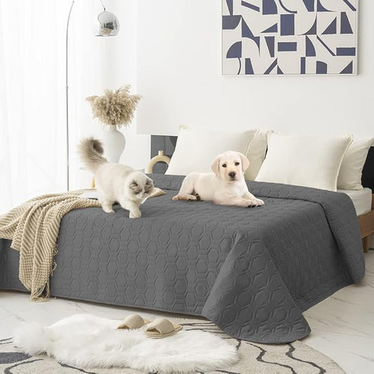 Tcksstex Waterproof and Anti-Slip Dog Bed Cover and Pet Blanket Sofa Pet Bed Mat ，car Incontinence Mattress Protectors Furniture Couch Cover for Most Cats Dogs, Pets（82x82- Dark Grey） by TcksstexFauxFurDogBedCover