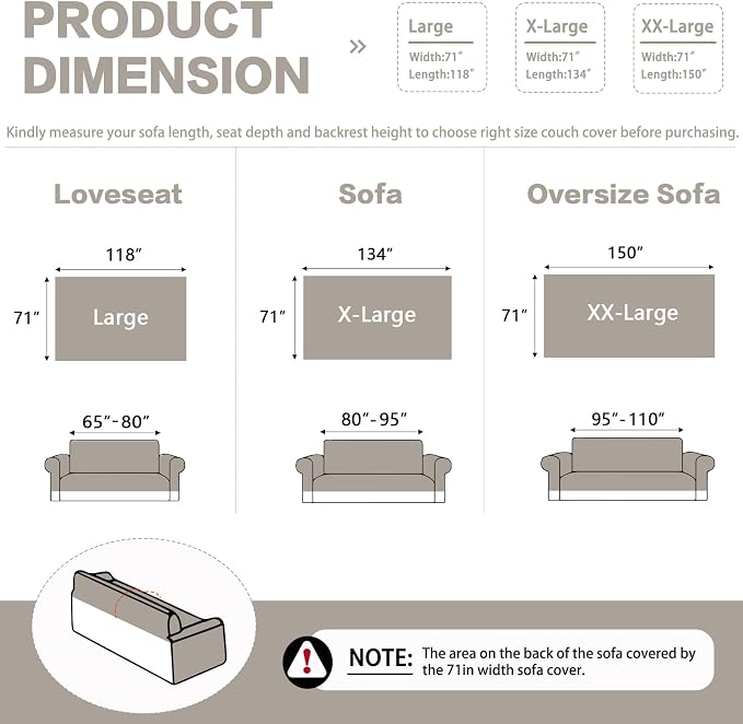 DREAMINGO Striped Chenille Couch Cover Blanket Washable Furniture Protector for Pets/Kids Farmhouse Modern Style Decorative Sofa Throw Cover for Living Room, Pom Pom Trim, Light Grey, 71"x150" - Image 2