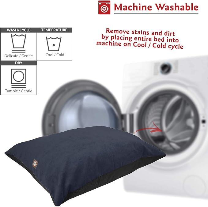 Majestic Pet Rectangle Medium Dog Bed Washable – Non Slip Comfy Pet Bed – Dog Crate Bed Super Value Pillow Dog Bed – Dog Kennel Bed for Sleeping - Dog Bed Medium Breed 35 x 28 Inch – Villa Navy - Image 5