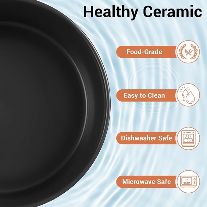 Elevated Dog Bowls, Ceramic Raised Dog Bowl Set with Anti-Slip and Non-Tip Metal Stand, 2 Pack Pet Food and Water Feeding Bowls for Small and Medium Dogs (Black,7.6 Cups) - Image 5