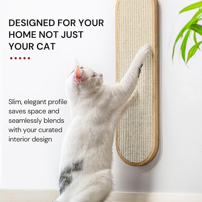 7 Ruby Road Cat Wall Scratcher, Indoor Sisal Scratch Pad Board | Aesthetic Cat Scratcher, Wall-Mount or Floor Use, Solid Rubberwood Frame, Helps Protect Furniture - Image 3