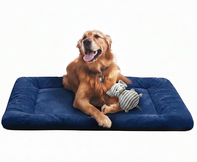Dog Crate Pad Washable Dog Bed for Crate Large Cozy Mat 42-Inch Navy Blue | Ultra Soft Kennel Pad,Anti-Slip Bottom,Fits for Most Metal Crates,Comfortable Sleeping Pet Mat by VERZEY