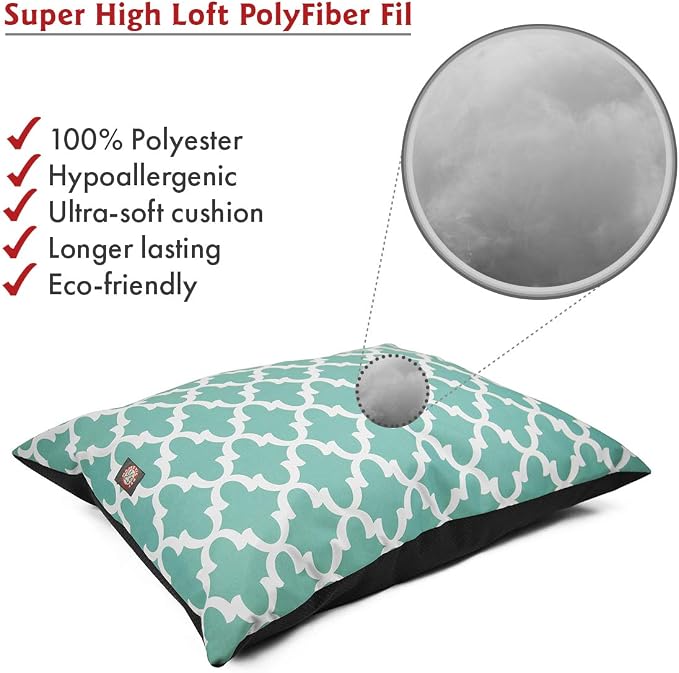 Majestic Pet Rectangle Large Dog Bed - Washable Non Slip Comfy - Super Value Pillow - Dog Kennel Bed for Sleeping - 46 x 35 Inch - Trellis Teal - Image 3