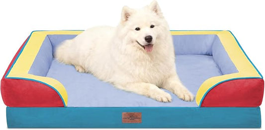 Comfort Expression Orthopedic Dog Beds for Large Sized Dog with Bolster | Waterproof Dog Couch Bed with Washable Cover & Non-Slip Bottom, Supportive Egg Crate Foam Large Pet Bed, 36x27 Inch by ComfortExpression
